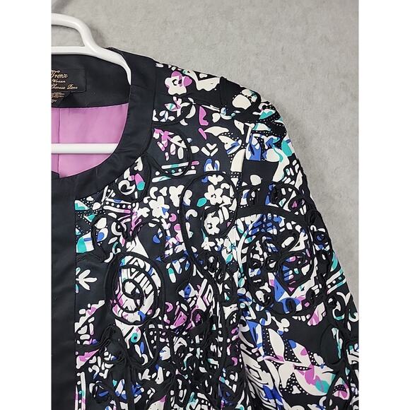 Trenz by Theresa Renz Colorful Raised Piping Open Front Jacket Women's Plus 1X - Picture 4 of 11